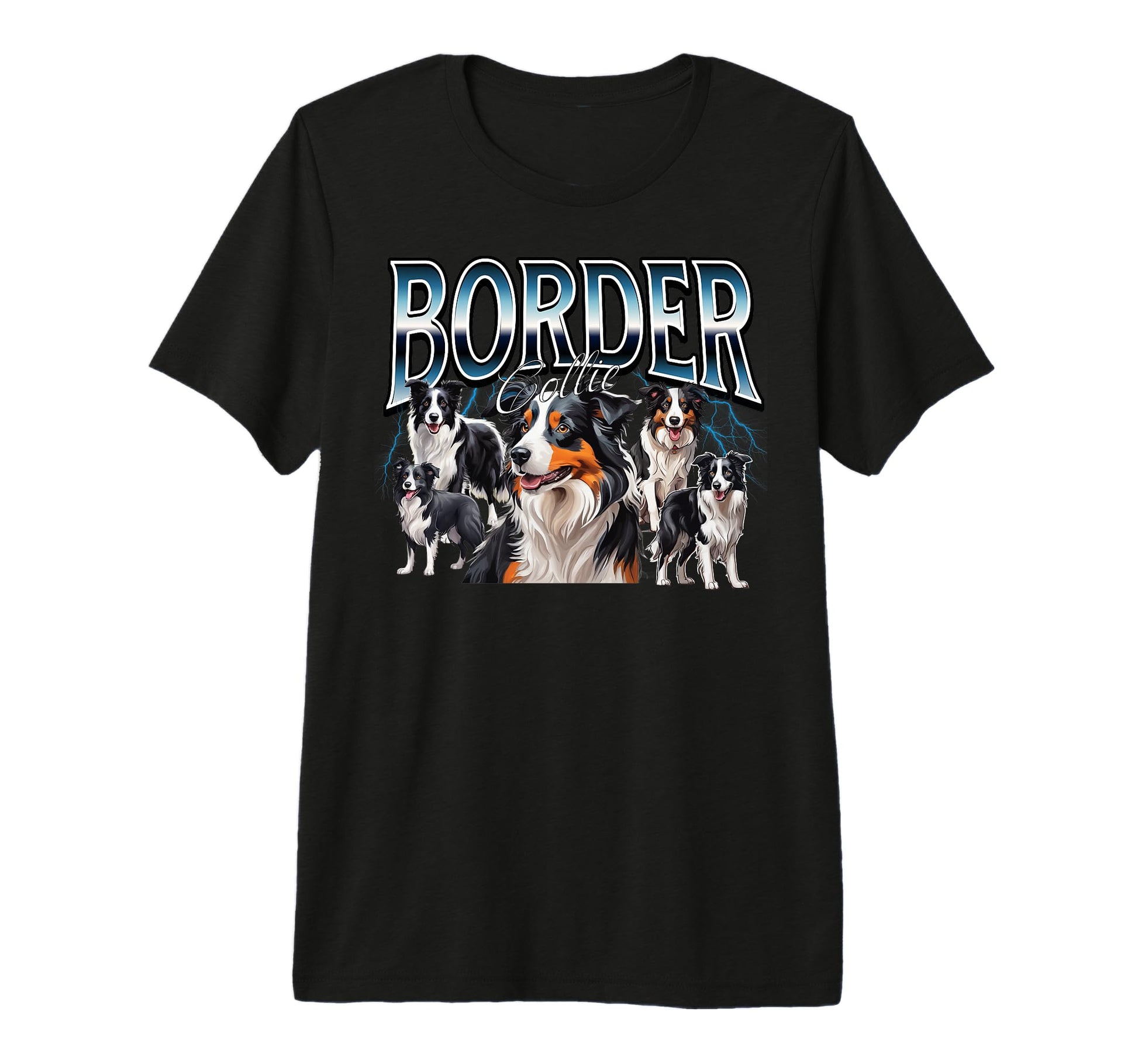 Border Collie Dog 90S Bootleg Grunge Rap T-Shirt - Novelty Apparel Unisex - T-Shirt, Sweatshirt, Hoodie