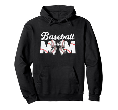 Baseball Mom Gift Bow Game Day Hoodie - Minimalist Print Men Women - T-Shirt, Sweatshirt, Hoodie