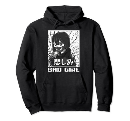 Sad Japanese Anti Social Soft Grunge Hoodie - Novelty Apparel for Adults - T-Shirt, Sweatshirt, Hoodie