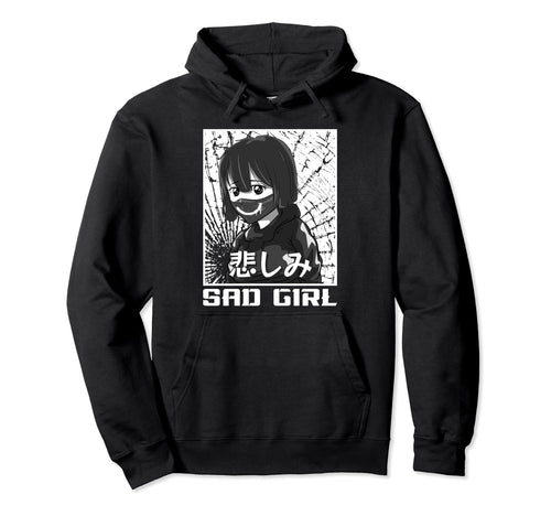 Sad Japanese Anti Social Soft Grunge Hoodie - Novelty Apparel for Adults - T-Shirt, Sweatshirt, Hoodie