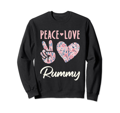 Peace Love Rummy Gifts And Hoodie - Fun Novelty Design Unisex - T-Shirt, Sweatshirt, Hoodie