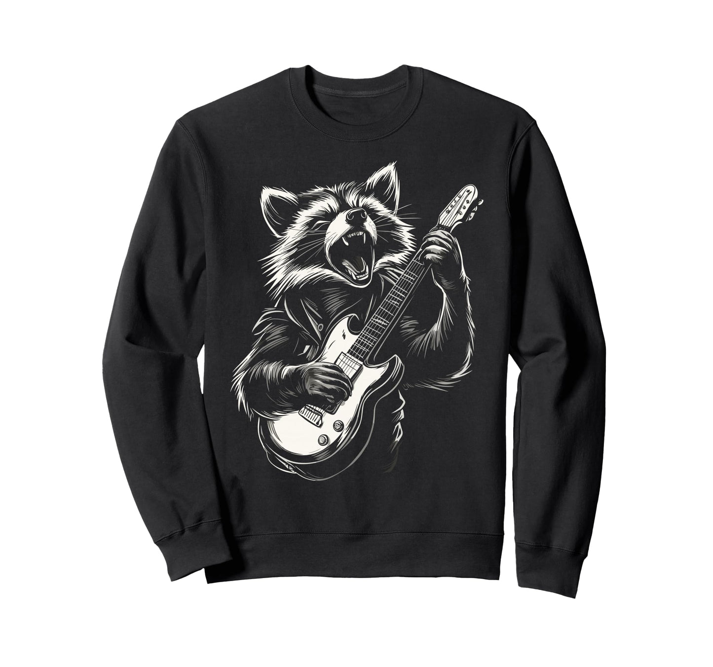 Funny Raccoon Playing Guitar Sweatshirt - Aesthetic Graphic for Adults - T-Shirt, Sweatshirt, Hoodie