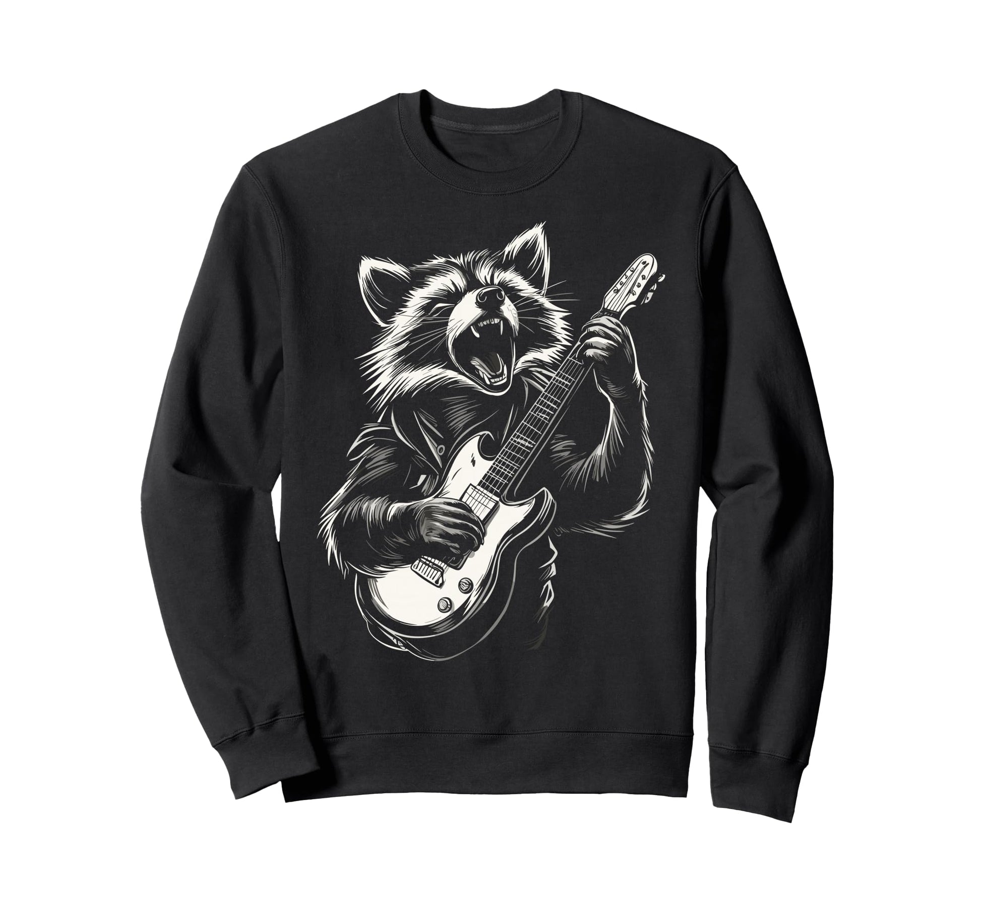 Funny Raccoon Playing Guitar Sweatshirt - Aesthetic Graphic for Adults - T-Shirt, Sweatshirt, Hoodie