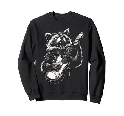 Funny Raccoon Playing Guitar Sweatshirt - Aesthetic Graphic for Adults - T-Shirt, Sweatshirt, Hoodie