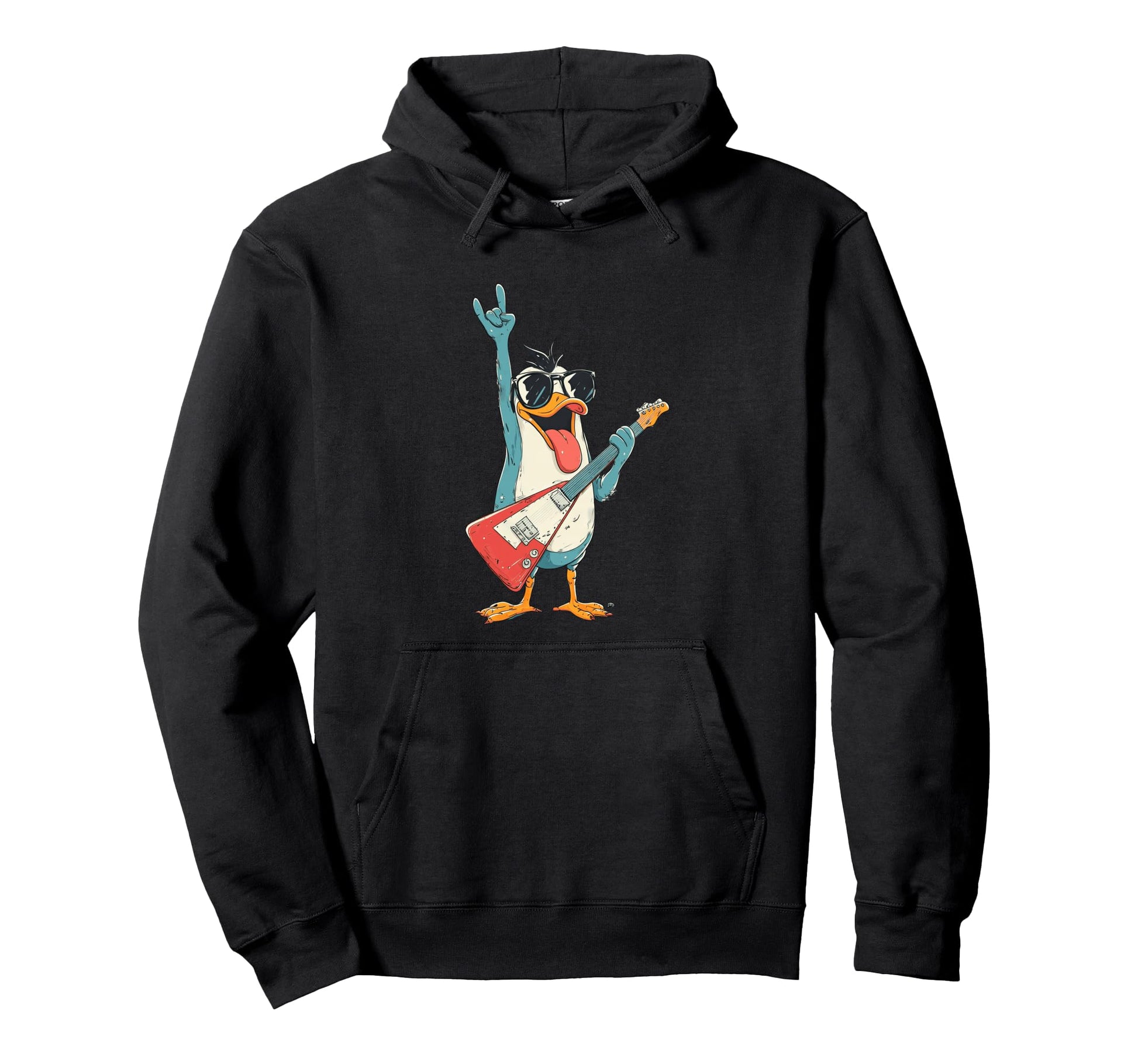 Penguin Guitar Player Rock Music Hoodie - Fun Novelty Design for Adults - T-Shirt, Sweatshirt, Hoodie