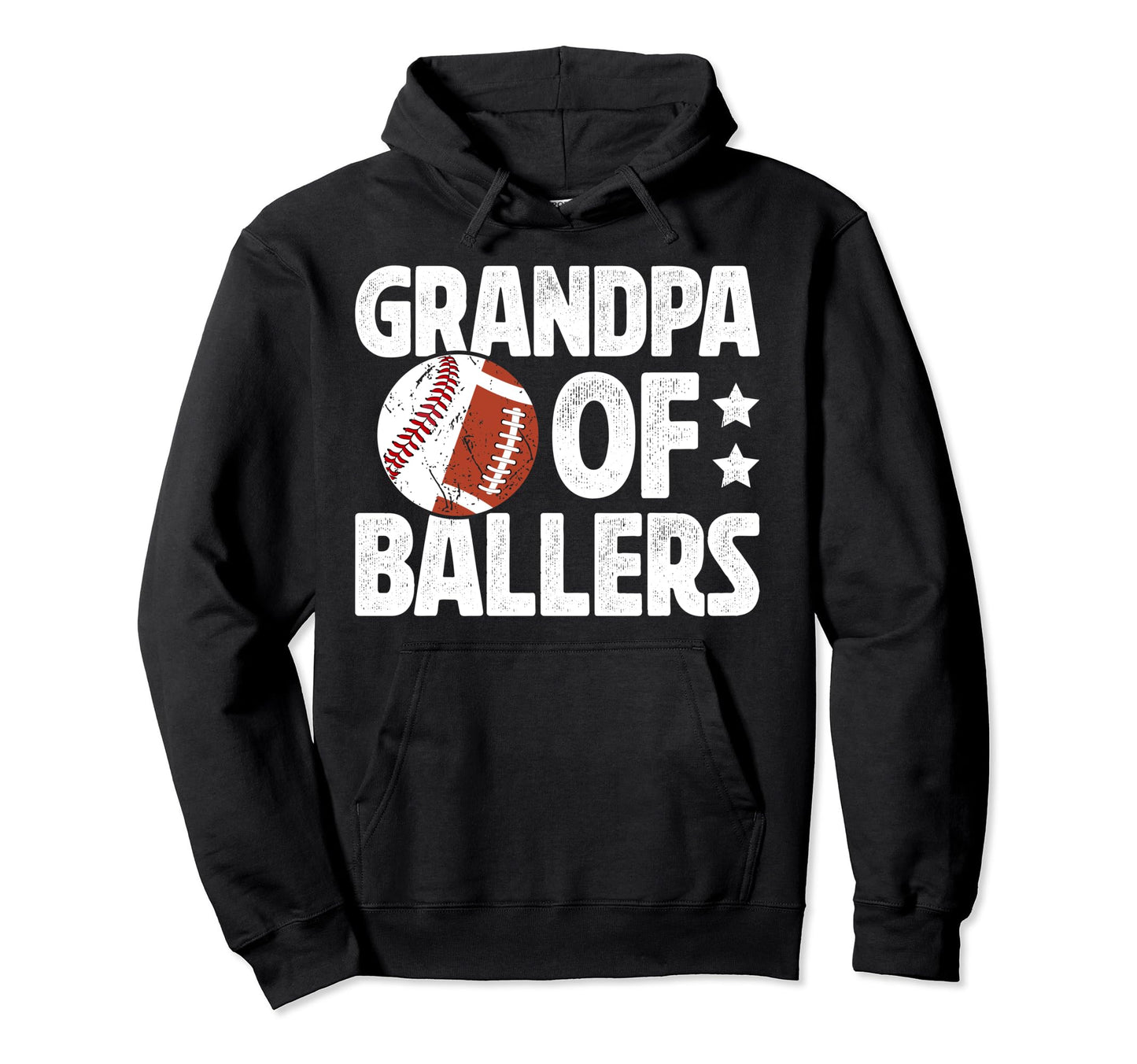 Grandpa Ballers Proud Baseball Football Hoodie - Trendy Graphic for Adults - T-Shirt, Sweatshirt, Hoodie
