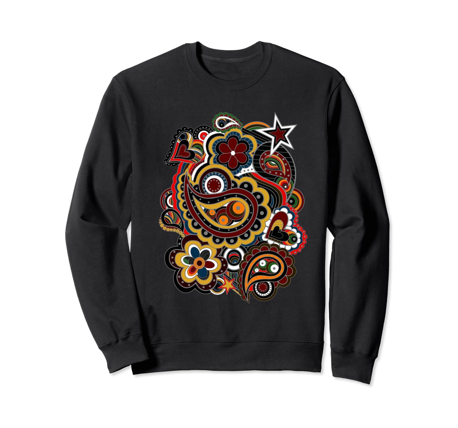 Colorful Hand Drawn Floral Boho Sweatshirt - Trendy Graphic Men Women - T-Shirt, Sweatshirt, Hoodie