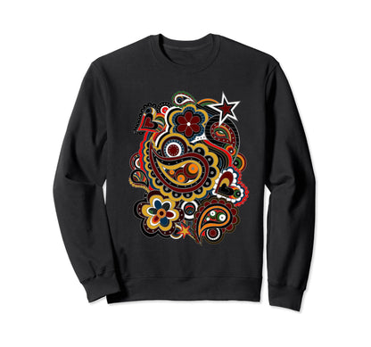 Colorful Hand Drawn Floral Boho Sweatshirt - Trendy Graphic Men Women - T-Shirt, Sweatshirt, Hoodie