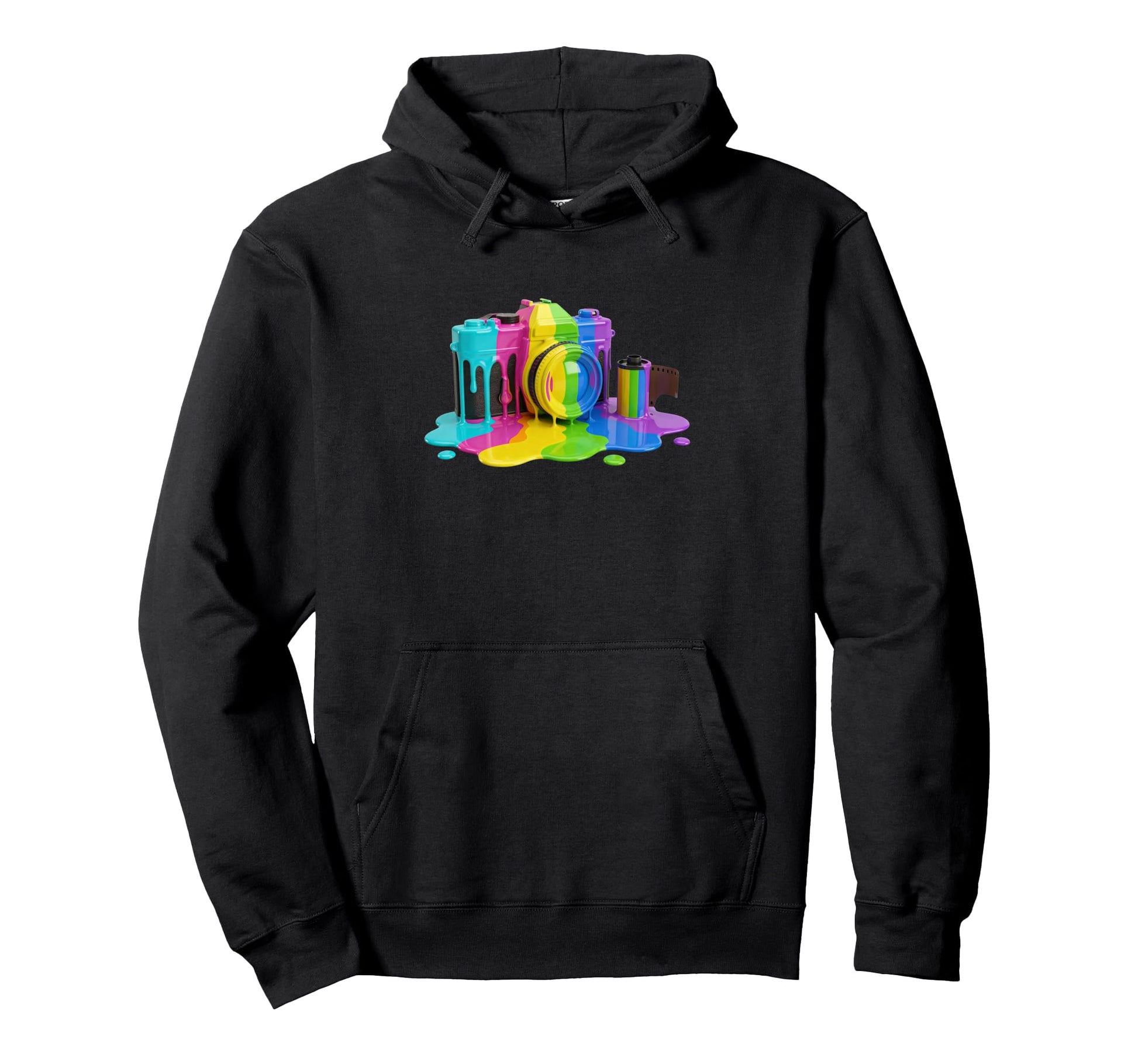 Photo Camera Fluid Colorful Paint Hoodie - Unique Graphic for Adults - T-Shirt, Sweatshirt, Hoodie