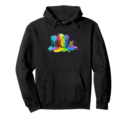 Photo Camera Fluid Colorful Paint Hoodie - Unique Graphic for Adults - T-Shirt, Sweatshirt, Hoodie