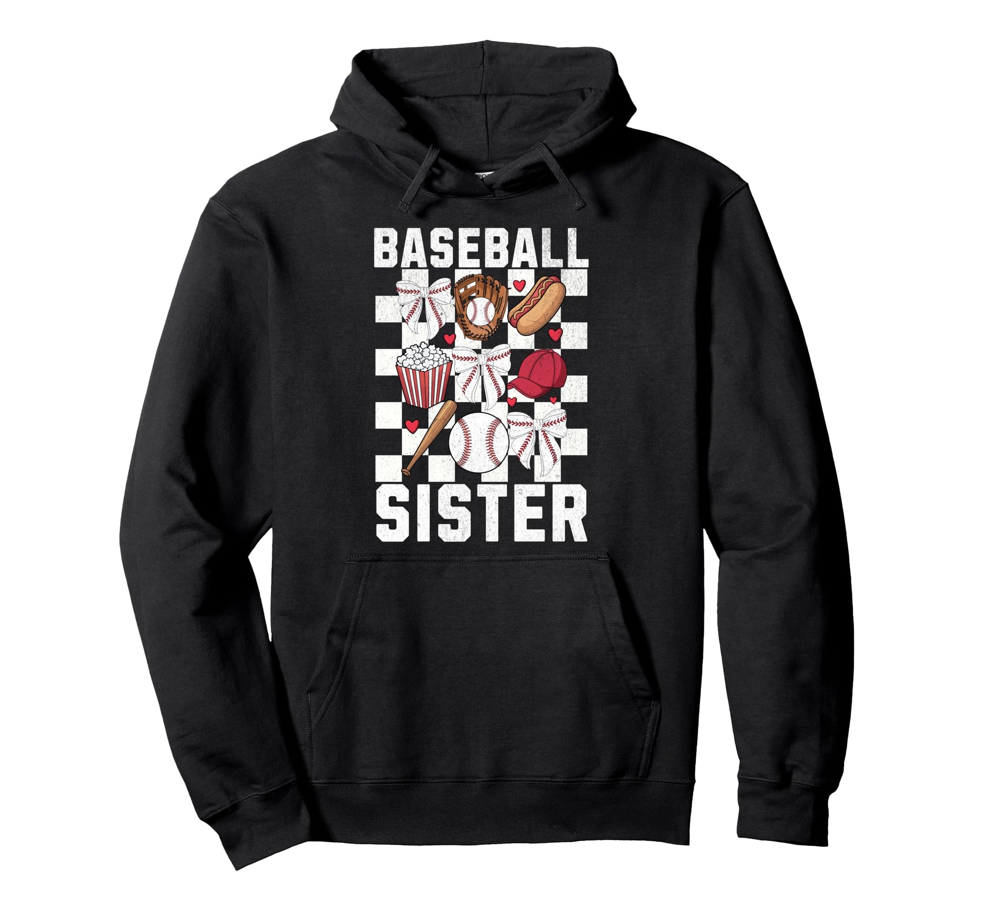 Baseball Sister Sis Coquette Bow Hoodie - Custom Art Print for Adults - T-Shirt, Sweatshirt, Hoodie