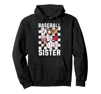 Baseball Sister Sis Coquette Bow Hoodie - Custom Art Print for Adults - T-Shirt, Sweatshirt, Hoodie