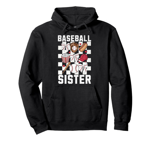 Baseball Sister Sis Coquette Bow Hoodie - Custom Art Print for Adults - T-Shirt, Sweatshirt, Hoodie