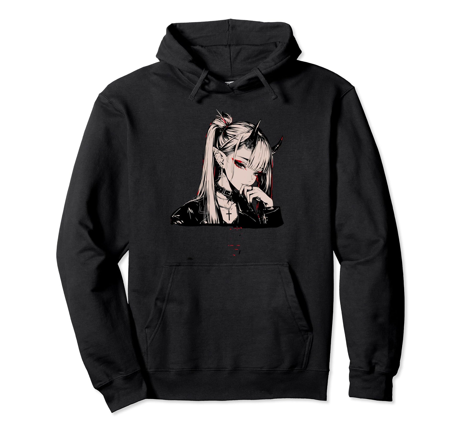 Goth Grunge Demon Anime Waifu Horror Hoodie - Custom Art Print Men Women - T-Shirt, Sweatshirt, Hoodie