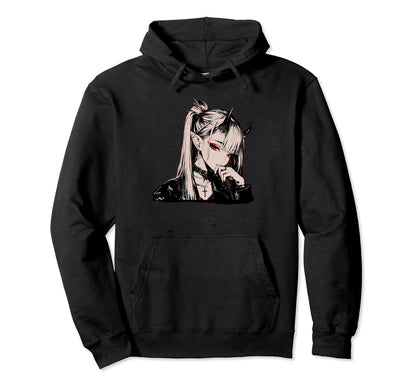 Goth Grunge Demon Anime Waifu Horror Hoodie - Custom Art Print Men Women - T-Shirt, Sweatshirt, Hoodie
