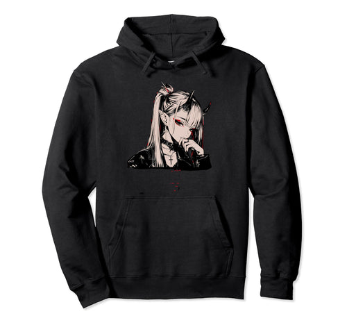 Goth Grunge Demon Anime Waifu Horror Hoodie - Custom Art Print Men Women - T-Shirt, Sweatshirt, Hoodie