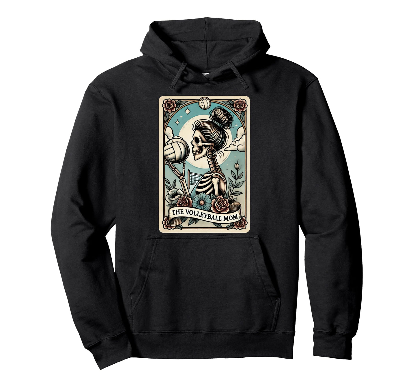 Volleyball Mom Tarot Card Skeleton Hoodie - Aesthetic Graphic Unisex - T-Shirt, Sweatshirt, Hoodie