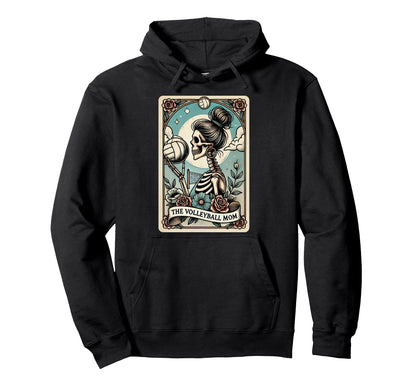 Volleyball Mom Tarot Card Skeleton Hoodie - Aesthetic Graphic Unisex - T-Shirt, Sweatshirt, Hoodie