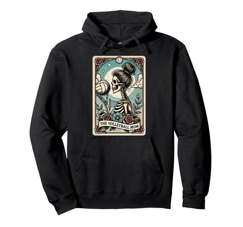 Volleyball Mom Tarot Card Skeleton Hoodie - Aesthetic Graphic Unisex - T-Shirt, Sweatshirt, Hoodie