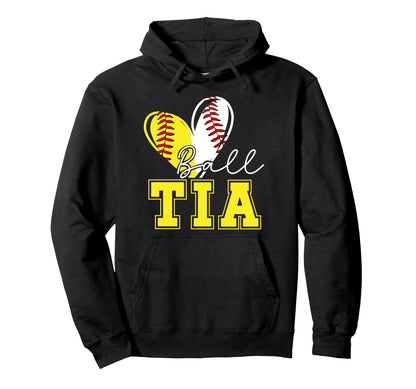 Ball Tia Heart Softball Baseball Tia Hoodie - Custom Art Print for Adults - T-Shirt, Sweatshirt, Hoodie