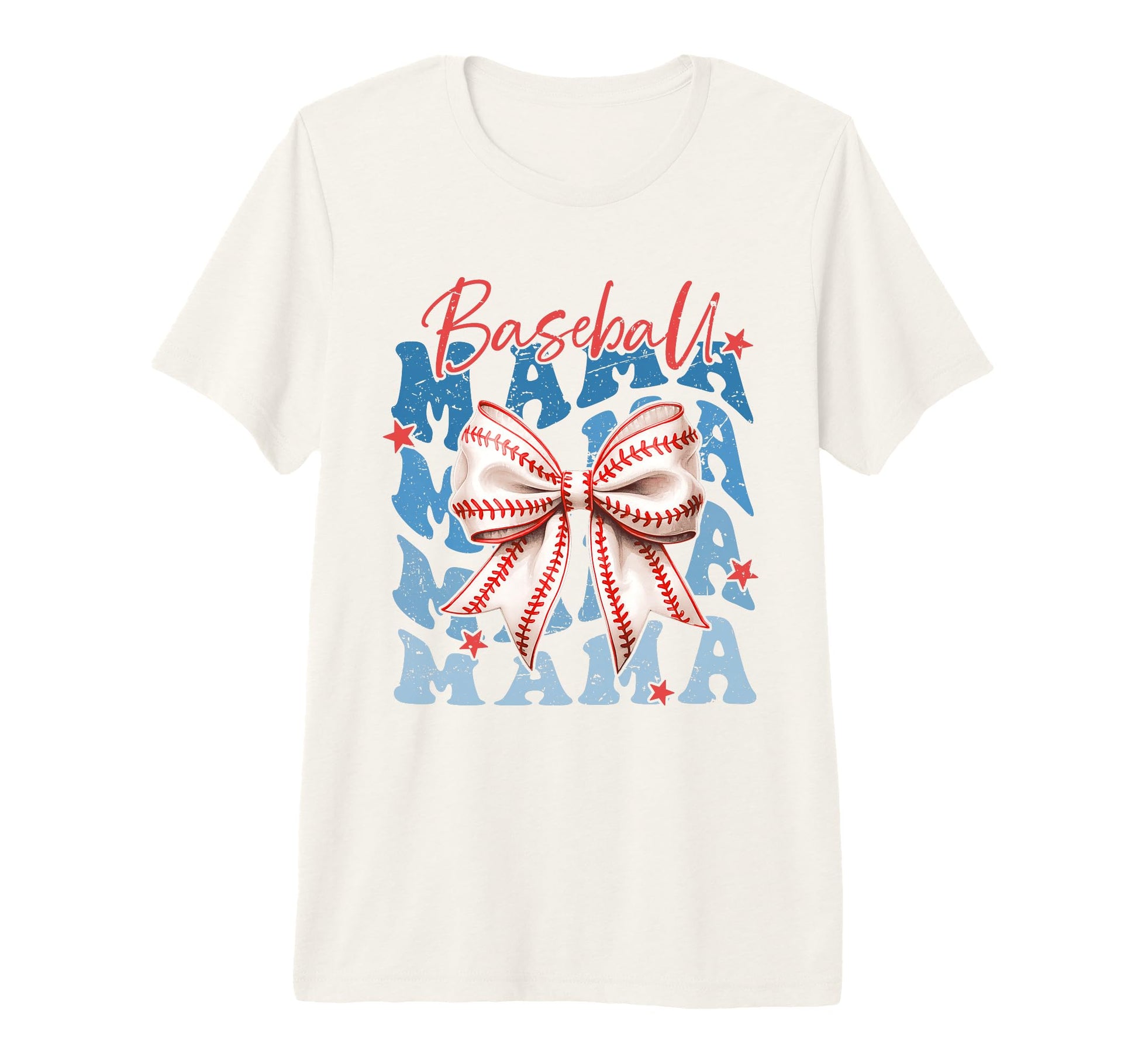 Baseball Mama Bow Stitches Sports Mom T-Shirt - Fun Novelty Design Unisex - T-Shirt, Sweatshirt, Hoodie