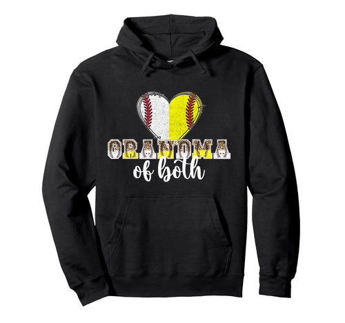 Grandma Both Heart Softball Baseball Hoodie - Graphic Print for Adults - T-Shirt, Sweatshirt, Hoodie