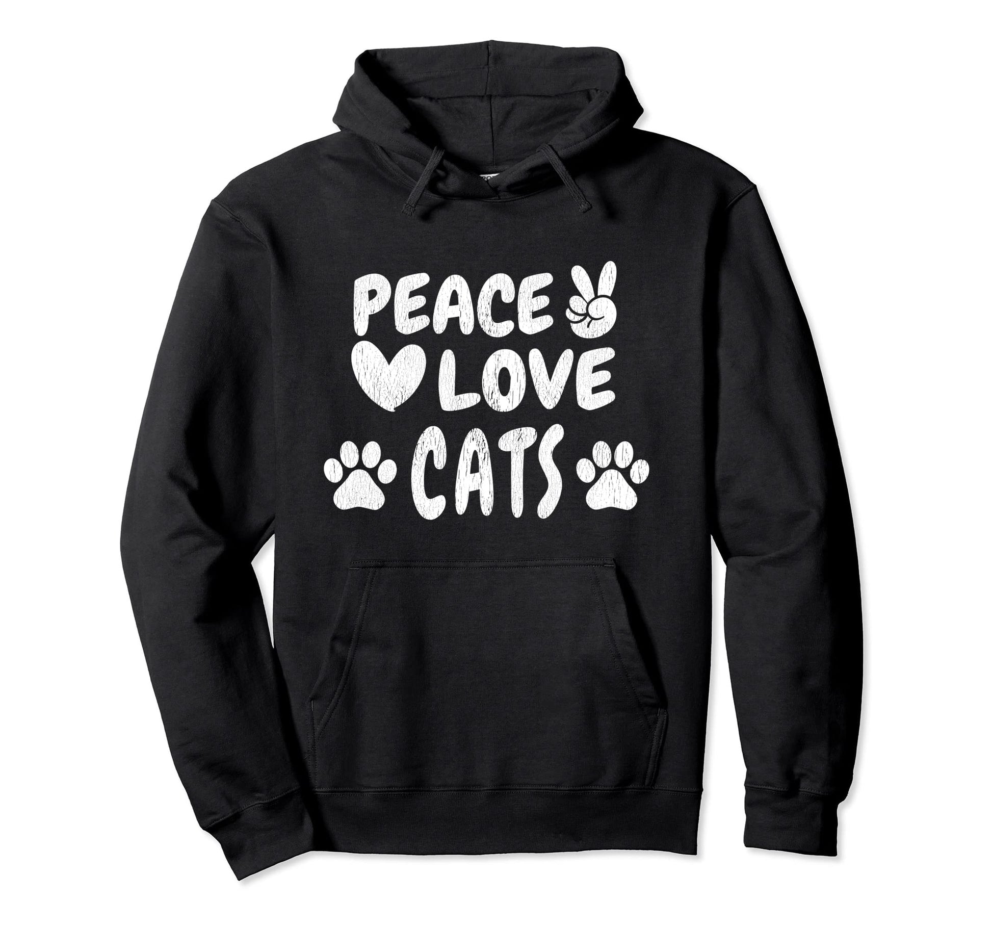 Peace Love Cats Groovy 60S 70S Hippie Hoodie - Minimalist Print Men Women - T-Shirt, Sweatshirt, Hoodie