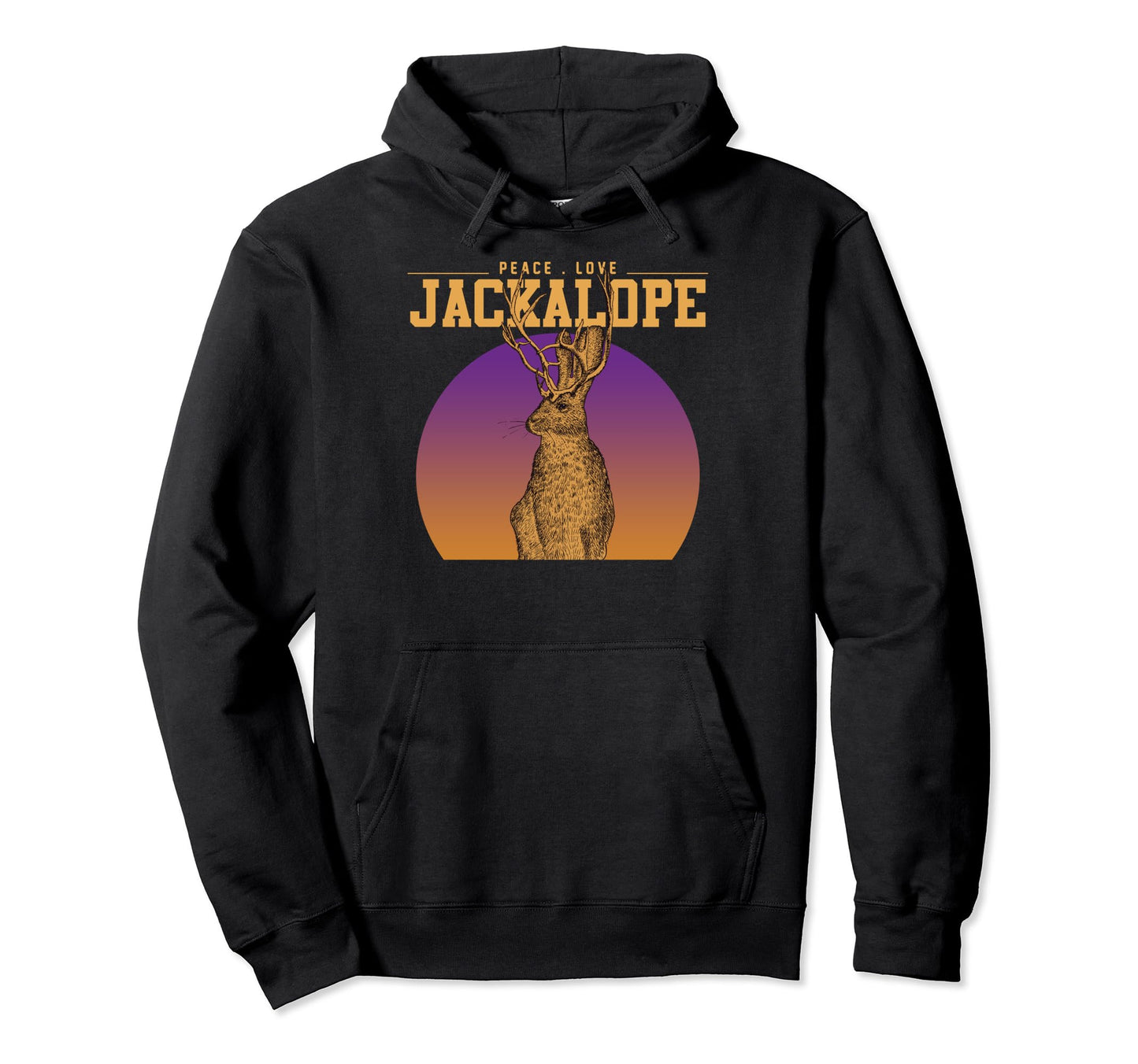 Jackrabbit Rabbit Peace Love Jackalope Hoodie - Trendy Graphic Unisex - T-Shirt, Sweatshirt, Hoodie