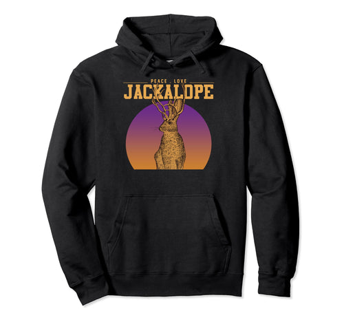 Jackrabbit Rabbit Peace Love Jackalope Hoodie - Trendy Graphic Unisex - T-Shirt, Sweatshirt, Hoodie