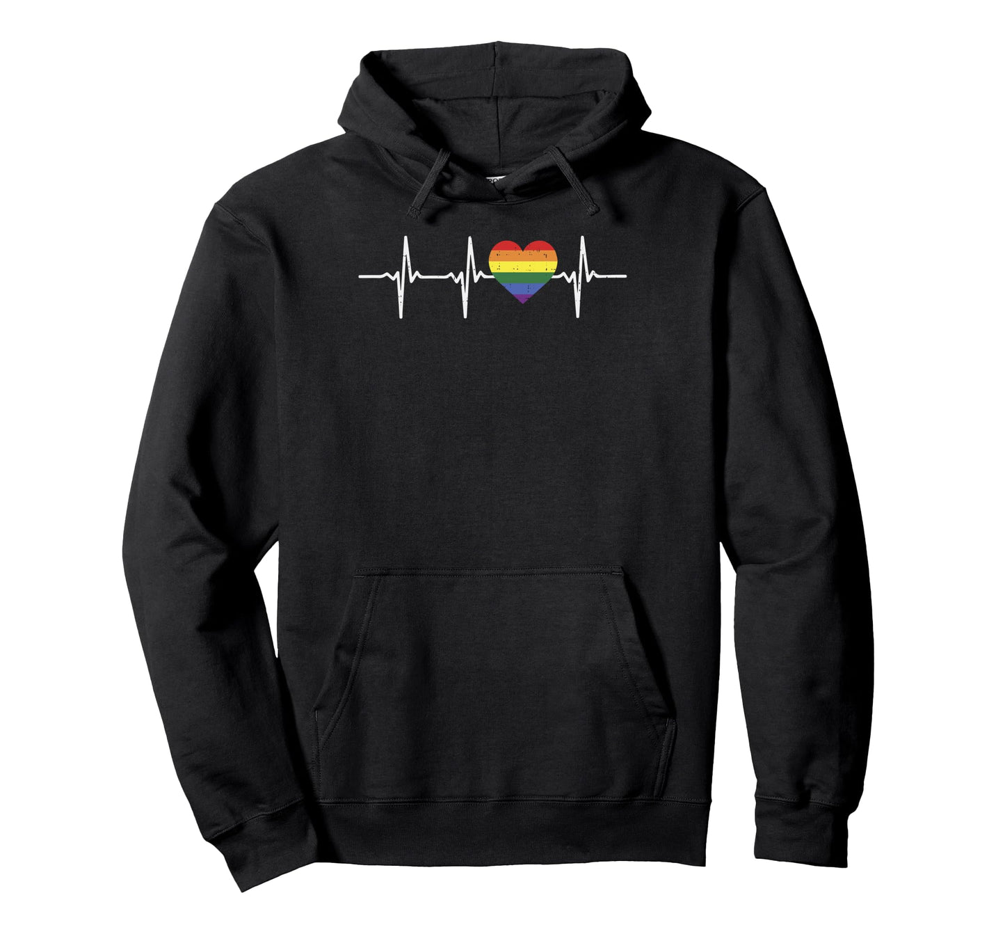 Heartbeat Rainbow Heart Gay Lgbt Pride Hoodie - Graphic Print for Adults - T-Shirt, Sweatshirt, Hoodie