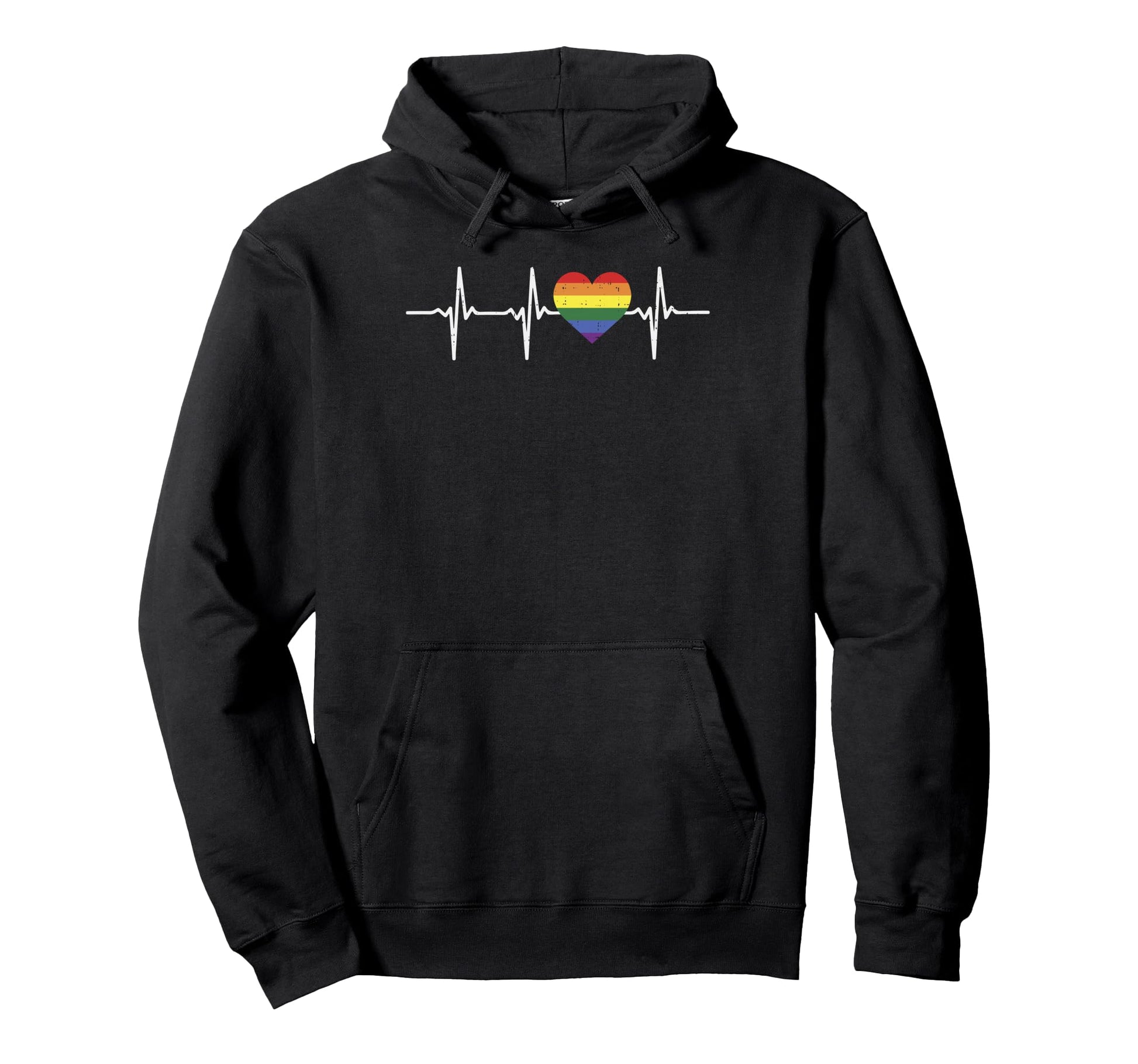 Heartbeat Rainbow Heart Gay Lgbt Pride Hoodie - Graphic Print for Adults - T-Shirt, Sweatshirt, Hoodie