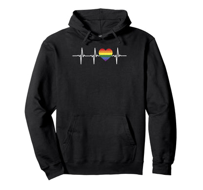 Heartbeat Rainbow Heart Gay Lgbt Pride Hoodie - Graphic Print for Adults - T-Shirt, Sweatshirt, Hoodie