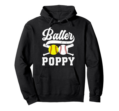 Baller Poppy Proud Softball Baseball Poppy Hoodie - Trendy Graphic Unisex - T-Shirt, Sweatshirt, Hoodie