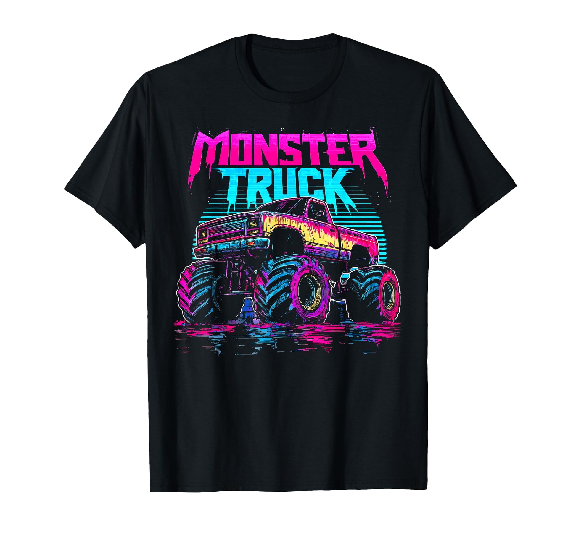 Monster Truck 4 Wheeler Vaporwave T-Shirt - Custom Art Print Unisex - T-Shirt, Sweatshirt, Hoodie