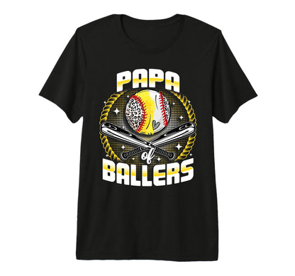 Baseball Softball Papa Ballers Fathers T-Shirt - Aesthetic Graphic Unisex - T-Shirt, Sweatshirt, Hoodie