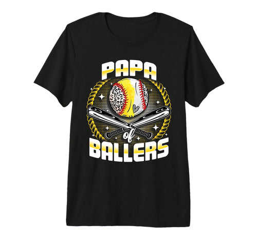 Baseball Softball Papa Ballers Fathers T-Shirt - Aesthetic Graphic Unisex - T-Shirt, Sweatshirt, Hoodie