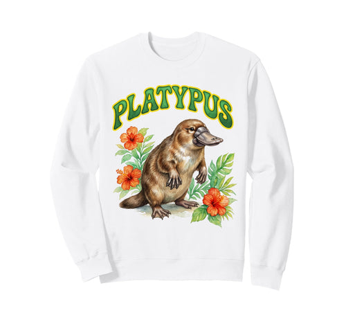 Platypus Groovy Floral Platypus Sweatshirt - Trendy Graphic Men Women - T-Shirt, Sweatshirt, Hoodie