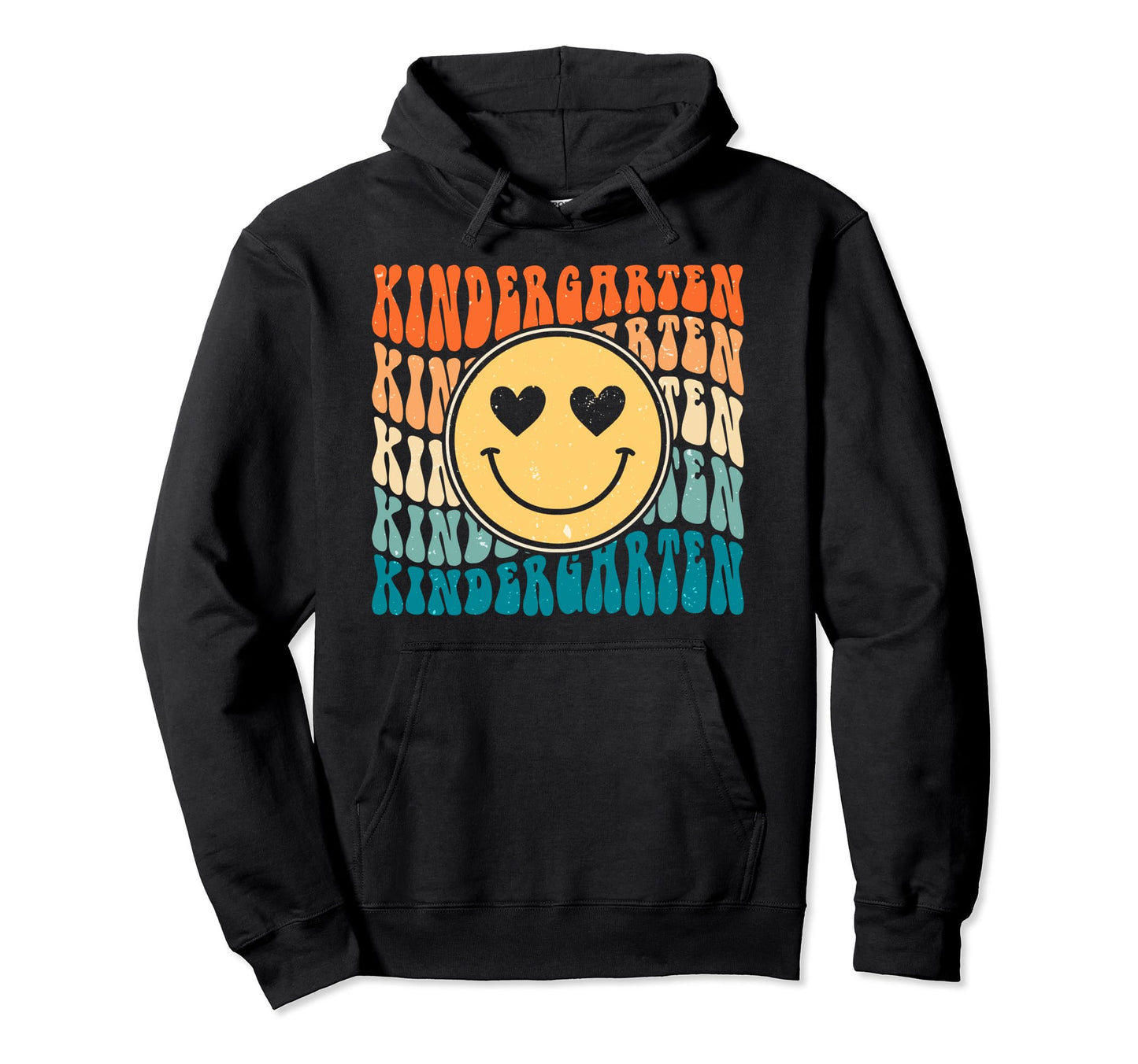 Boho Groovy Smile Kindergarten Teacher Hoodie - Streetwear Style Unisex - T-Shirt, Sweatshirt, Hoodie