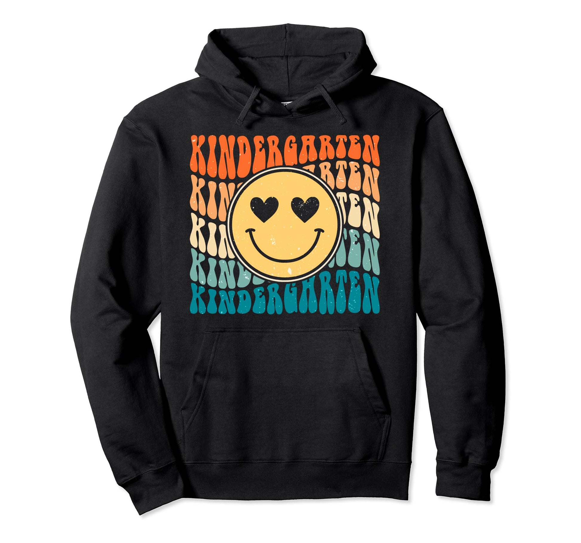 Boho Groovy Smile Kindergarten Teacher Hoodie - Streetwear Style Unisex - T-Shirt, Sweatshirt, Hoodie