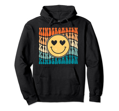 Boho Groovy Smile Kindergarten Teacher Hoodie - Streetwear Style Unisex - T-Shirt, Sweatshirt, Hoodie