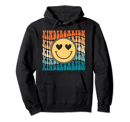 Boho Groovy Smile Kindergarten Teacher Hoodie - Streetwear Style Unisex - T-Shirt, Sweatshirt, Hoodie