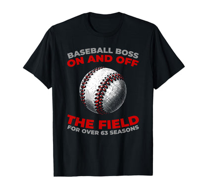 63Th Birthday Baseballer Baseball Team T-Shirt - Minimalist Print Unisex - T-Shirt, Sweatshirt, Hoodie