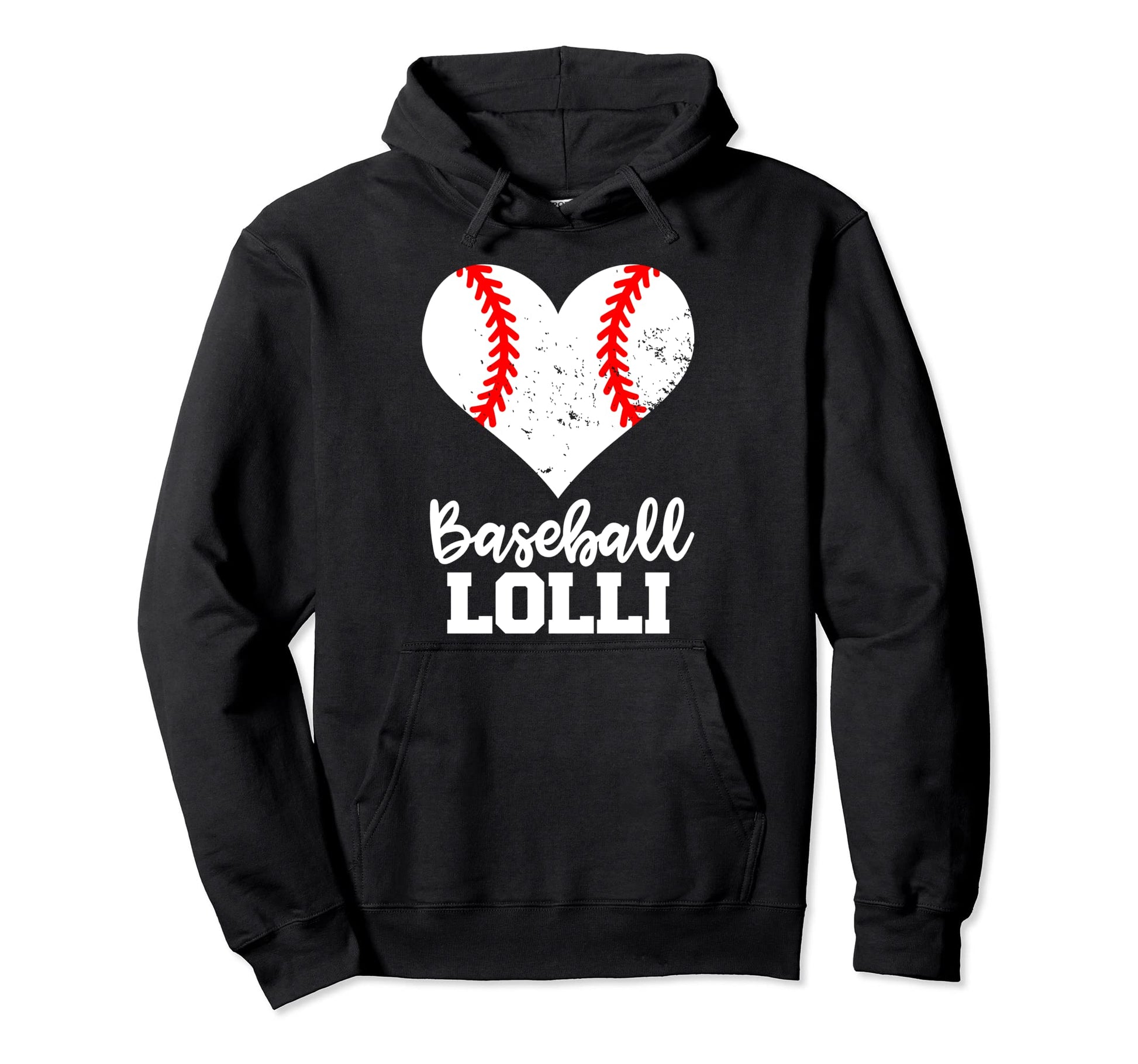 Baseball Lolli Funny Baseball Heart Hoodie - Graphic Print for Adults - T-Shirt, Sweatshirt, Hoodie