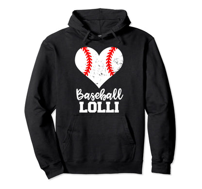 Baseball Lolli Funny Baseball Heart Hoodie - Graphic Print for Adults - T-Shirt, Sweatshirt, Hoodie