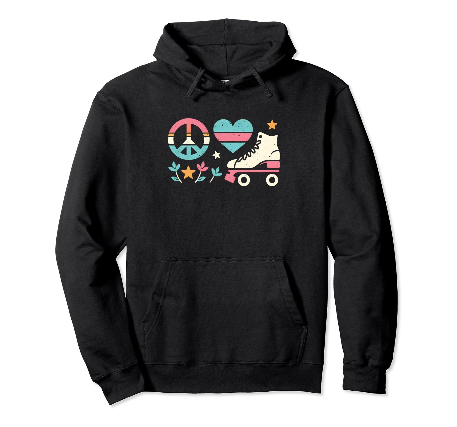 Peace Love Roller Skating Peace Symbol Hoodie - Trendy Graphic Unisex - T-Shirt, Sweatshirt, Hoodie