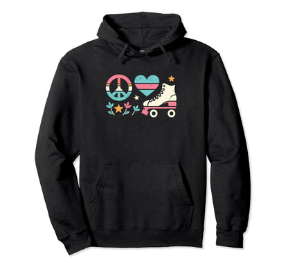 Peace Love Roller Skating Peace Symbol Hoodie - Trendy Graphic Unisex - T-Shirt, Sweatshirt, Hoodie
