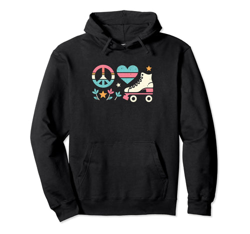 Peace Love Roller Skating Peace Symbol Hoodie - Trendy Graphic Unisex - T-Shirt, Sweatshirt, Hoodie