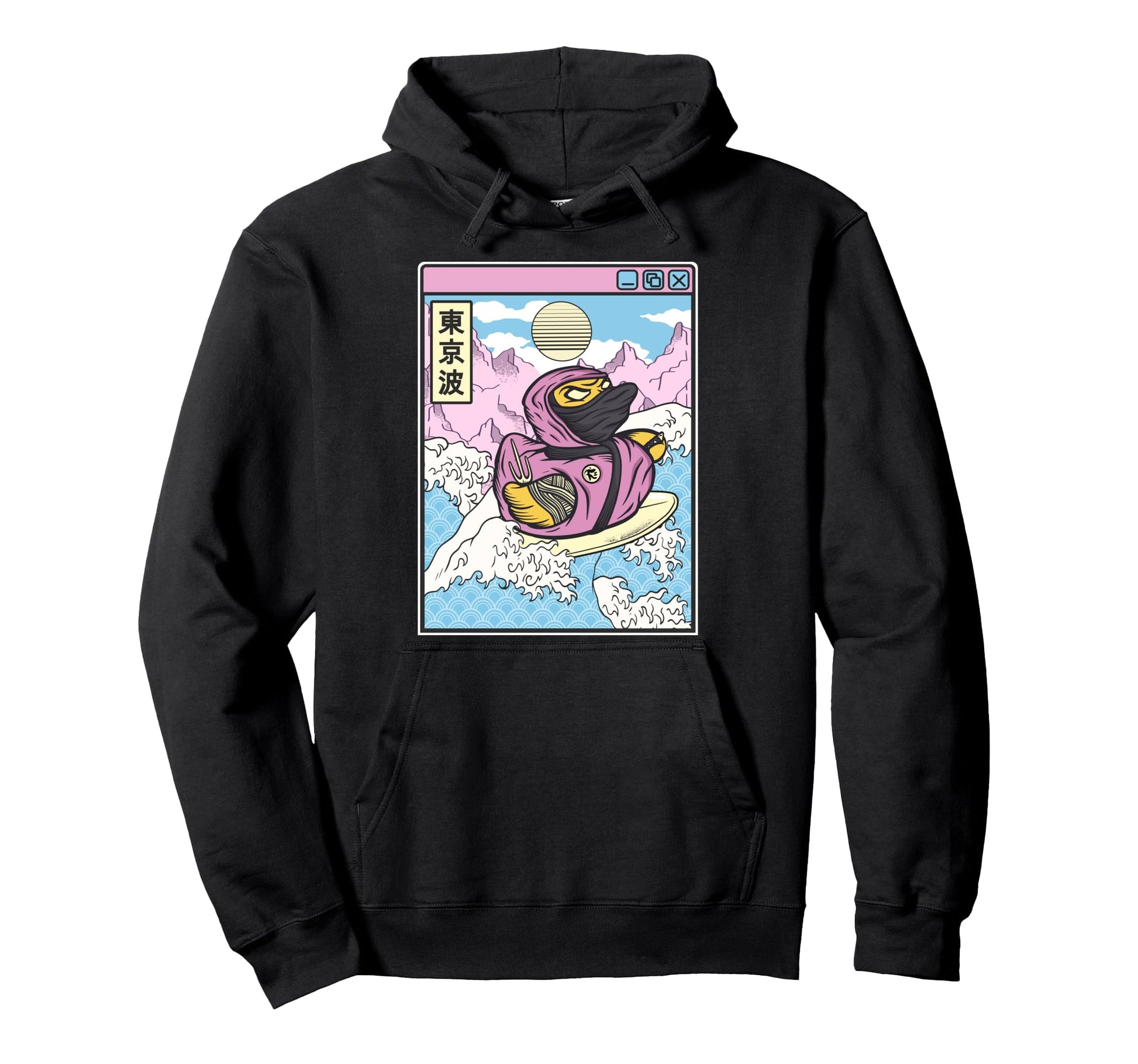 Surfing Ninja Rubber Duck Japanese Hoodie - Minimalist Print Men Women - T-Shirt, Sweatshirt, Hoodie