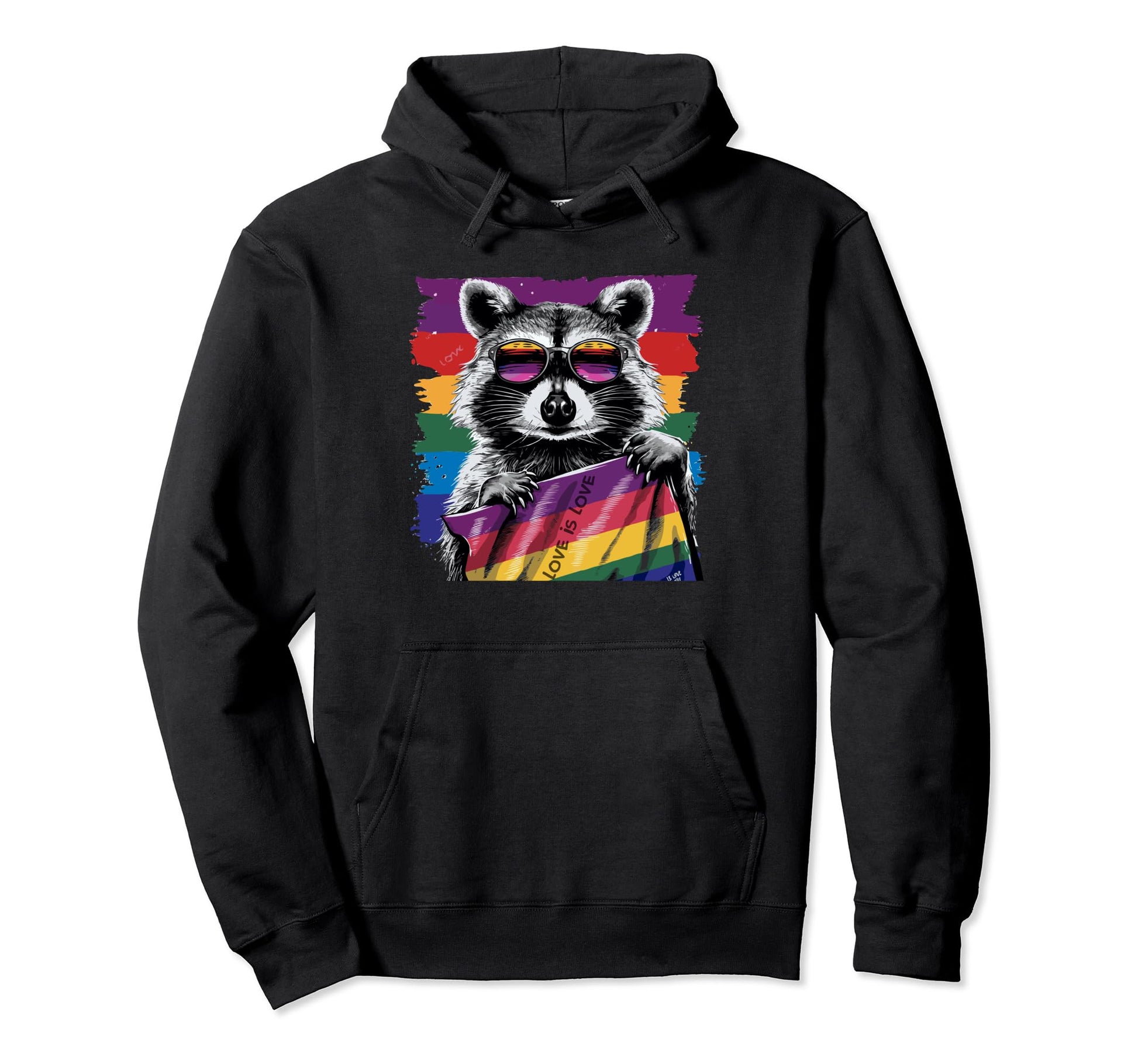 Funny Raccoon Love Sunglasses Hoodie - Fun Novelty Design for Adults - T-Shirt, Sweatshirt, Hoodie