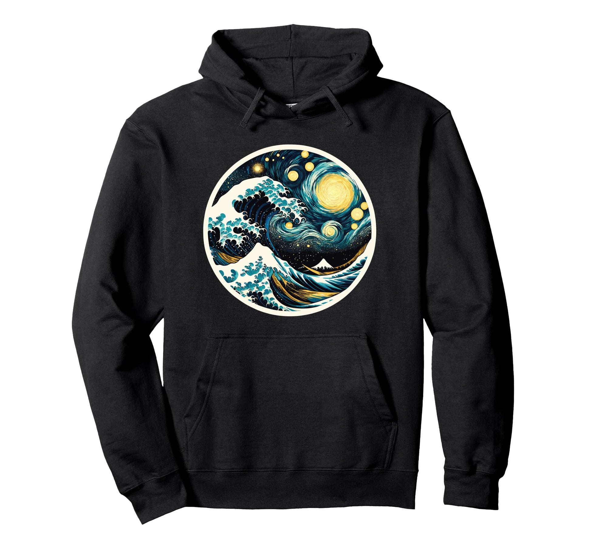 Great Wave Kanagawa Starry Night Art Hoodie - Aesthetic Graphic Men Women - T-Shirt, Sweatshirt, Hoodie